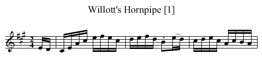 Willott's Hornpipe [1] - staff notation