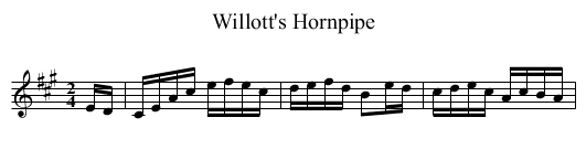 Willott's Hornpipe - staff notation