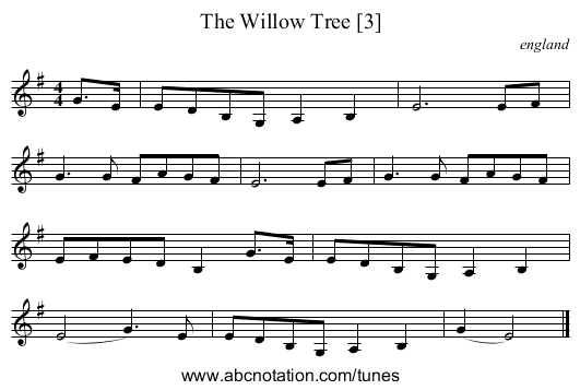 Willow Tree [3], The - staff notation