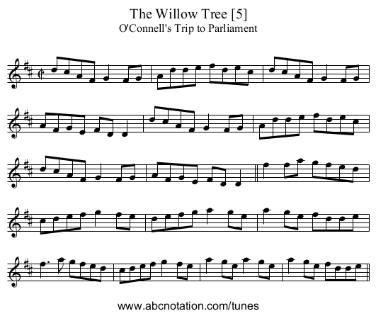 Willow Tree [5], The - staff notation