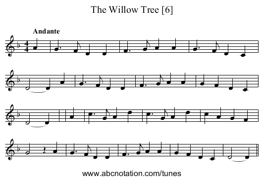 Willow Tree [6], The - staff notation