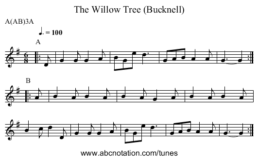 Willow Tree (Bucknell), The - staff notation