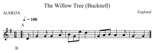 Willow Tree (Bucknell), The - staff notation
