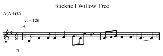 Willow Tree, Bucknell - staff notation