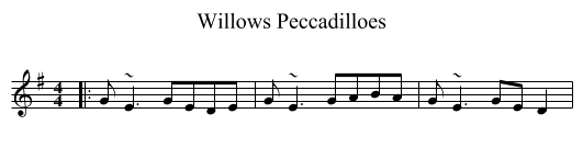 Willows Peccadilloes - staff notation