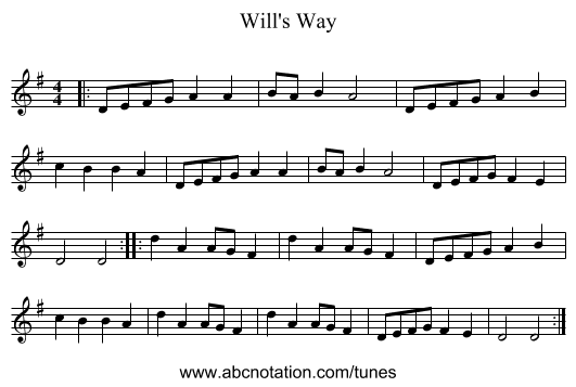 Will's Way - staff notation