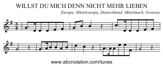 WILLST DU MICH DENN NICHT MEHR LIEBEN - staff notation