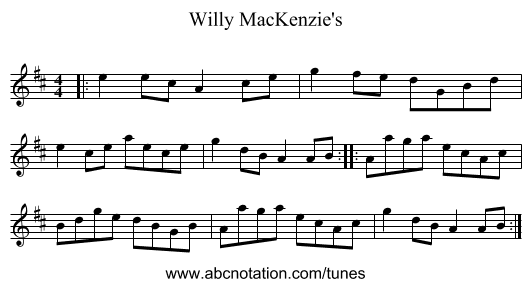 Willy MacKenzie's - staff notation