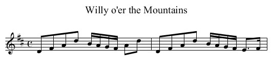 Willy o'er the Mountains - staff notation