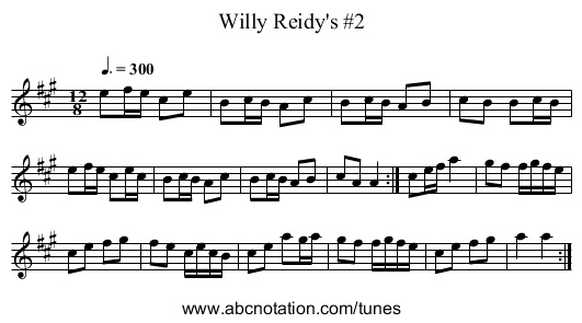 Willy Reidy's #2 - staff notation
