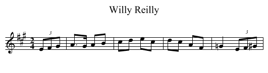 Willy Reilly - staff notation