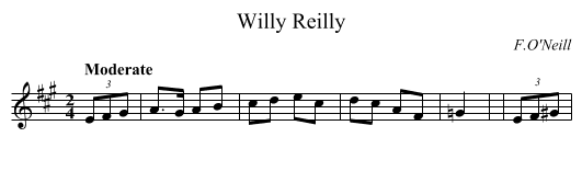 Willy Reilly - staff notation