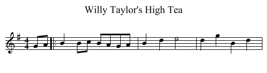 Willy Taylor's High Tea - staff notation