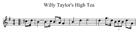 Willy Taylor's High Tea - staff notation