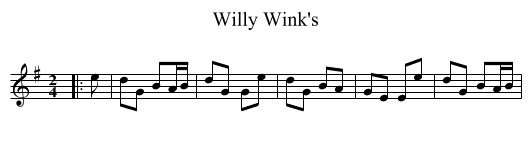 Willy Wink's - staff notation
