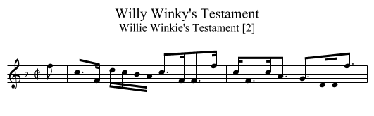 Willy Winky's Testament - staff notation