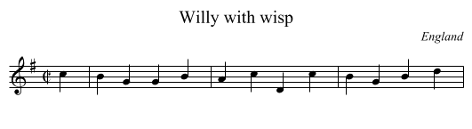 Willy with wisp - staff notation