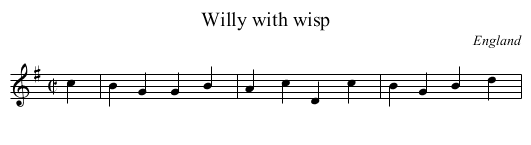 Willy with wisp - staff notation