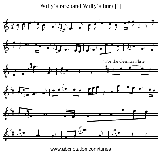 Willy’s rare (and Willy’s fair) [1] - staff notation