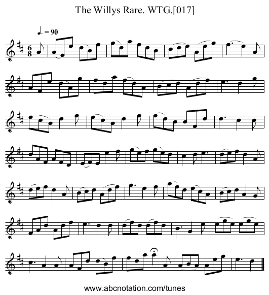 Willys Rare. WTG.[017], The - staff notation