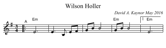 Wilson Holler - staff notation