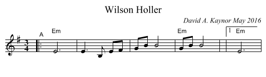 Wilson Holler - staff notation