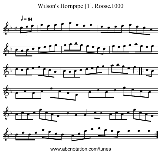 Wilson's Hornpipe [1]. Roose.1000 - staff notation