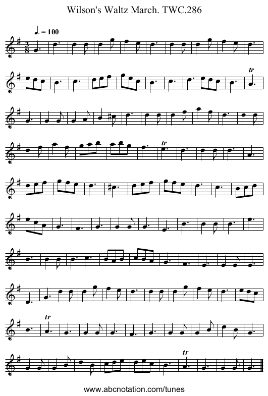 Wilson's Waltz March. TWC.286 - staff notation