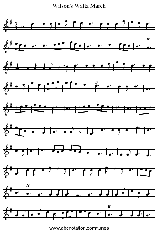Wilson's Waltz March - staff notation