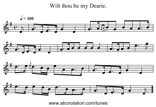 Wilt thou be my Dearie. - staff notation