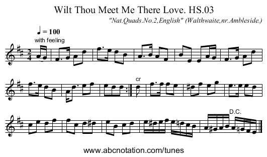 Wilt Thou Meet Me There Love. HS.03 - staff notation