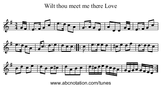 Wilt thou meet me there Love - staff notation