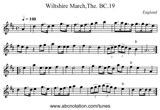 Wiltshire March,The. BC.19 - staff notation