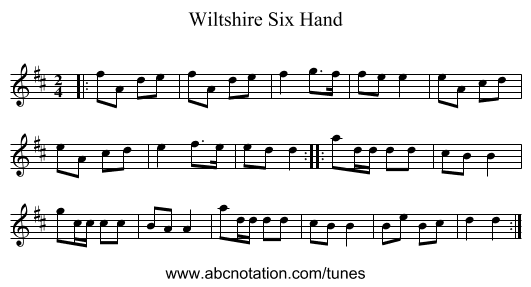 Wiltshire Six Hand - staff notation