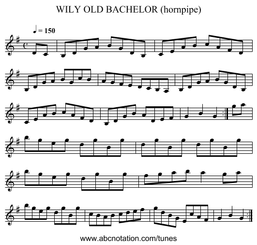 WILY OLD BACHELOR (hornpipe) - staff notation
