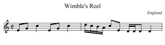 Wimble's Reel - staff notation