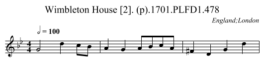 Wimbleton House [2]. (p).1701.PLFD1.478 - staff notation