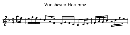 Winchester Hornpipe - staff notation