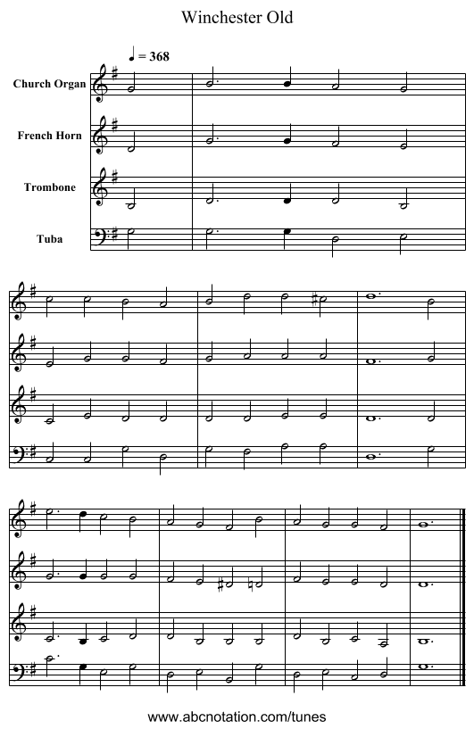 Winchester Old - staff notation