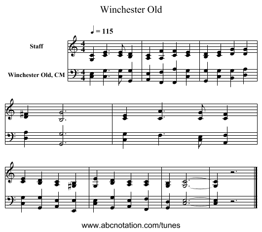 Winchester Old - staff notation