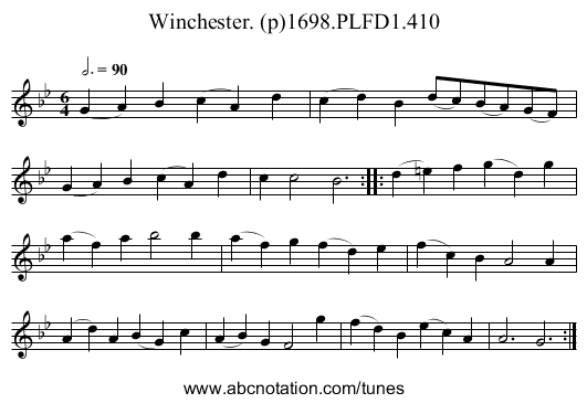 Winchester. (p)1698.PLFD1.410 - staff notation