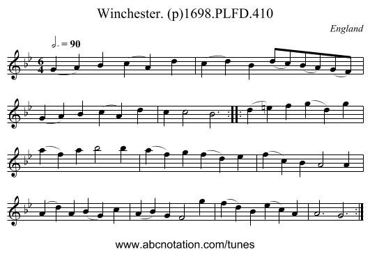 Winchester. (p)1698.PLFD.410 - staff notation