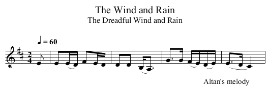 Wind and Rain, The - staff notation