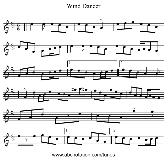 Wind Dancer - staff notation