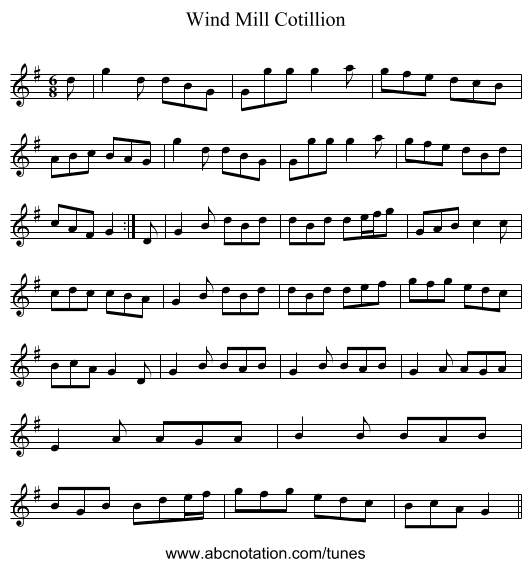 Wind Mill Cotillion - staff notation