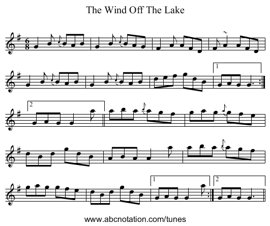 Wind Off The Lake, The - staff notation