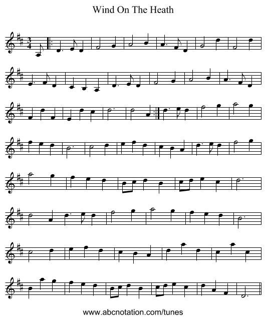 Wind On The Heath - staff notation