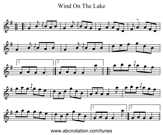 Wind On The Lake - staff notation