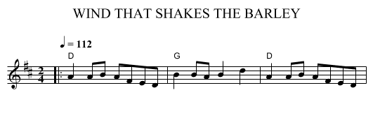 WIND THAT SHAKES THE BARLEY - staff notation