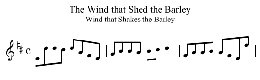 Wind that Shed the Barley, The - staff notation